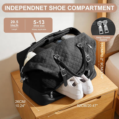 Travel Duffel Bag, 18x14x8 Inches Travel Bag Spirit with Shoes Compartment, Weekender Overnight Bag for Women with Trolley Sleeve, Carry On Bag for Airplanes Sport Tote Gym Bag Black - Colors B