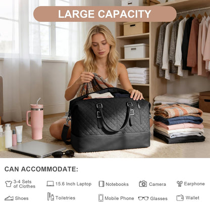 Travel Duffel Bag, 18x14x8 Inches Travel Bag Spirit with Shoes Compartment, Weekender Overnight Bag for Women with Trolley Sleeve, Carry On Bag for Airplanes Sport Tote Gym Bag Black - Colors B