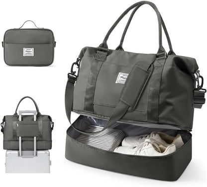 Travel Duffel Bag, 18x14x8 Inches Travel Bag Spirit with Shoes Compartment, Weekender Overnight Bag for Women with Trolley Sleeve, Carry On Bag for Airplanes Sport Tote Gym Bag Black - Colors B