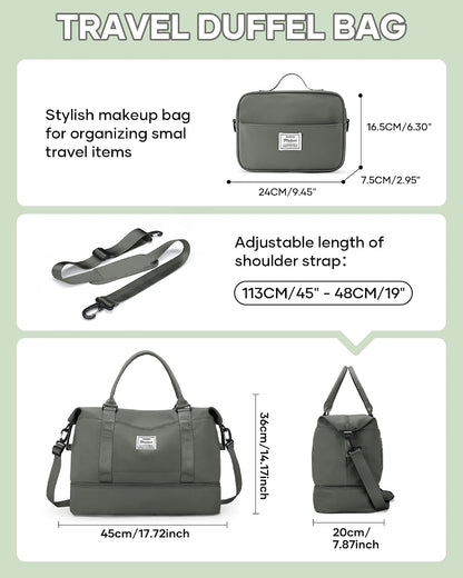 Travel Duffel Bag, 18x14x8 Inches Travel Bag Spirit with Shoes Compartment, Weekender Overnight Bag for Women with Trolley Sleeve, Carry On Bag for Airplanes Sport Tote Gym Bag Black - Colors B