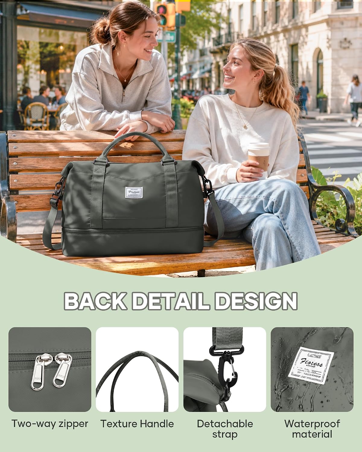 Travel Duffel Bag, 18x14x8 Inches Travel Bag Spirit with Shoes Compartment, Weekender Overnight Bag for Women with Trolley Sleeve, Carry On Bag for Airplanes Sport Tote Gym Bag Black - Colors B