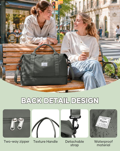 Travel Duffel Bag, 18x14x8 Inches Travel Bag Spirit with Shoes Compartment, Weekender Overnight Bag for Women with Trolley Sleeve, Carry On Bag for Airplanes Sport Tote Gym Bag Black - Colors B