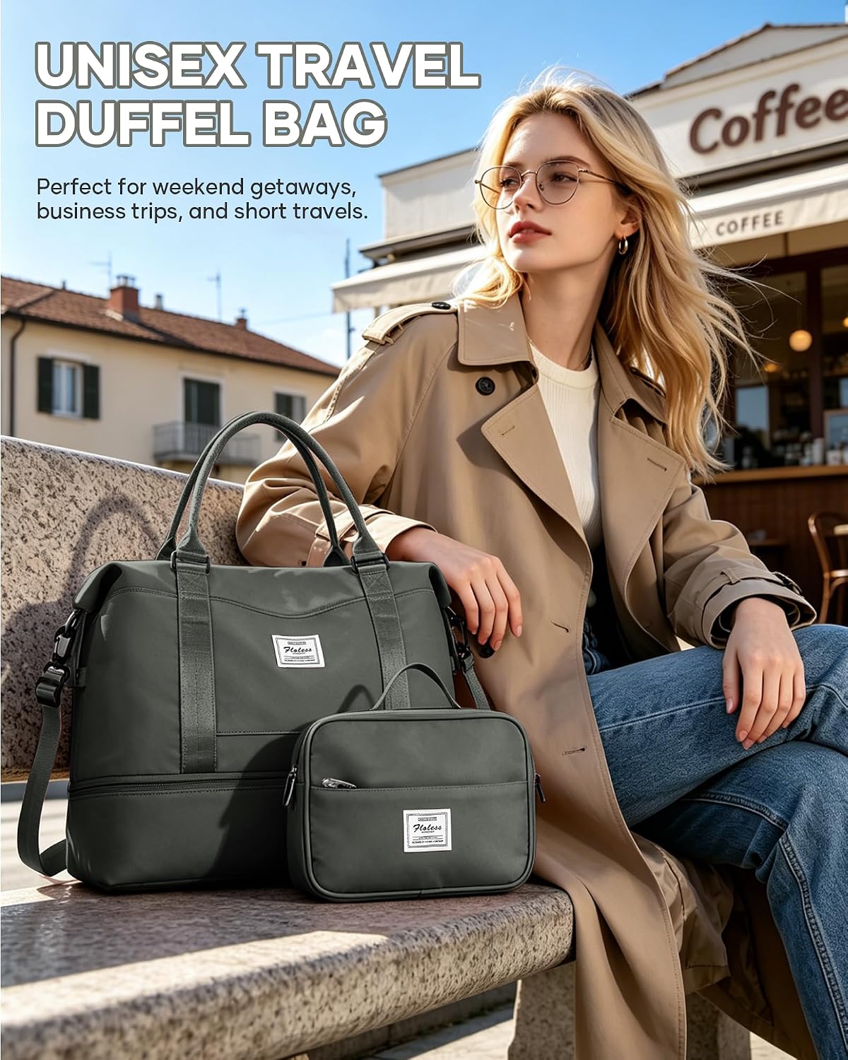 Travel Duffel Bag, 18x14x8 Inches Travel Bag Spirit with Shoes Compartment, Weekender Overnight Bag for Women with Trolley Sleeve, Carry On Bag for Airplanes Sport Tote Gym Bag Black - Colors B