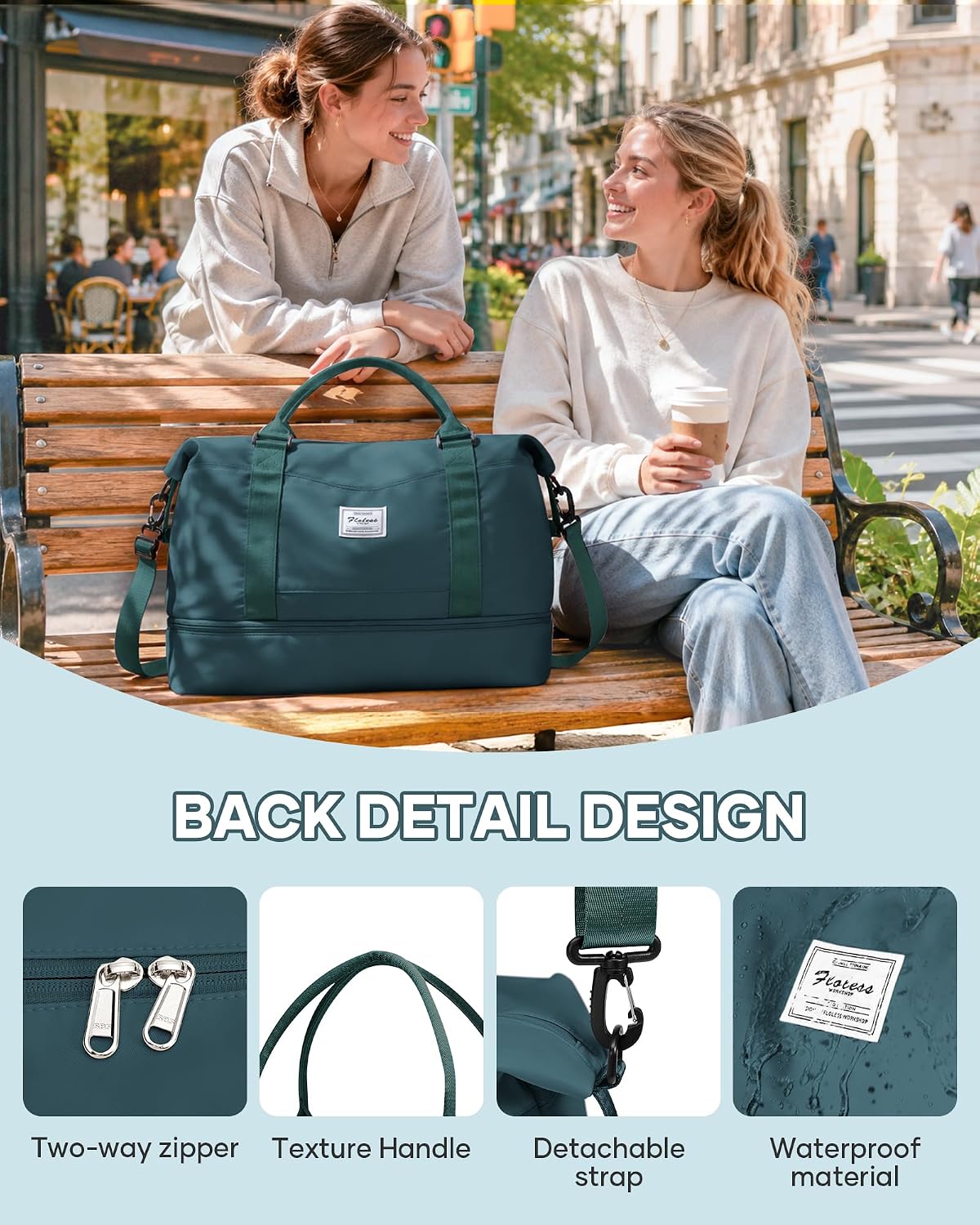 Travel Duffel Bag, 18x14x8 Inches Travel Bag Spirit with Shoes Compartment, Weekender Overnight Bag for Women with Trolley Sleeve, Carry On Bag for Airplanes Sport Tote Gym Bag Black - Colors B