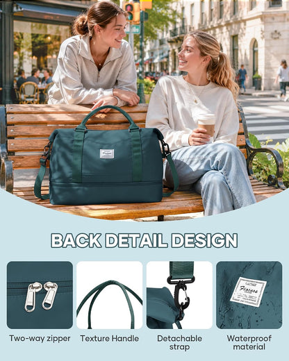 Travel Duffel Bag, 18x14x8 Inches Travel Bag Spirit with Shoes Compartment, Weekender Overnight Bag for Women with Trolley Sleeve, Carry On Bag for Airplanes Sport Tote Gym Bag Black - Colors B