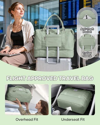 Travel Duffel Bag, 18x14x8 Inches Travel Bag Spirit with Shoes Compartment, Weekender Overnight Bag for Women with Trolley Sleeve, Carry On Bag for Airplanes Sport Tote Gym Bag Black - Colors B