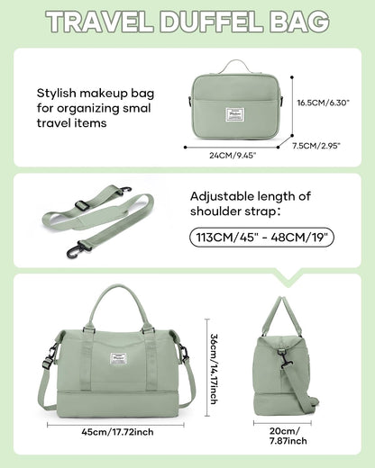 Travel Duffel Bag, 18x14x8 Inches Travel Bag Spirit with Shoes Compartment, Weekender Overnight Bag for Women with Trolley Sleeve, Carry On Bag for Airplanes Sport Tote Gym Bag Black - Colors B