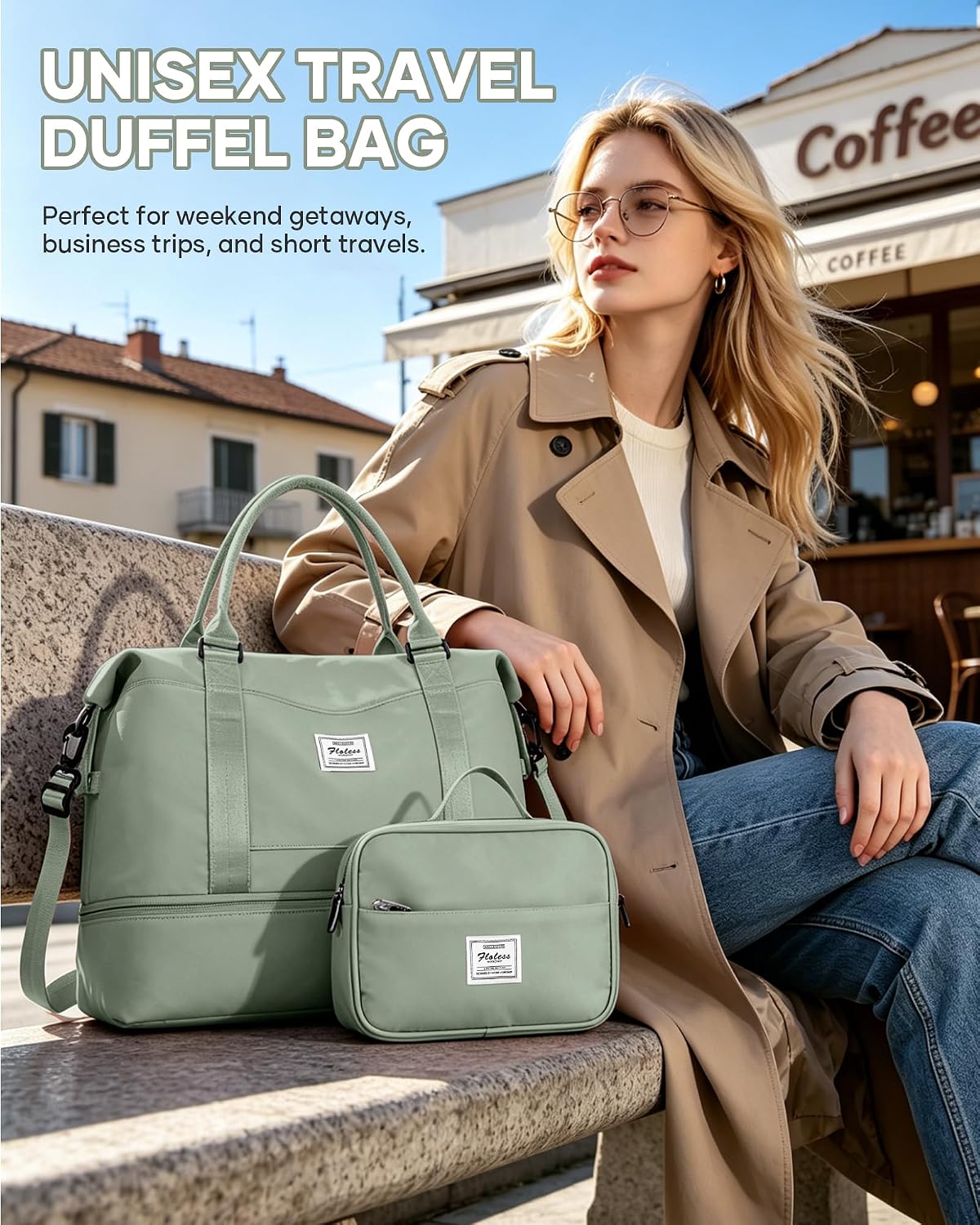 Travel Duffel Bag, 18x14x8 Inches Travel Bag Spirit with Shoes Compartment, Weekender Overnight Bag for Women with Trolley Sleeve, Carry On Bag for Airplanes Sport Tote Gym Bag Black - Colors B