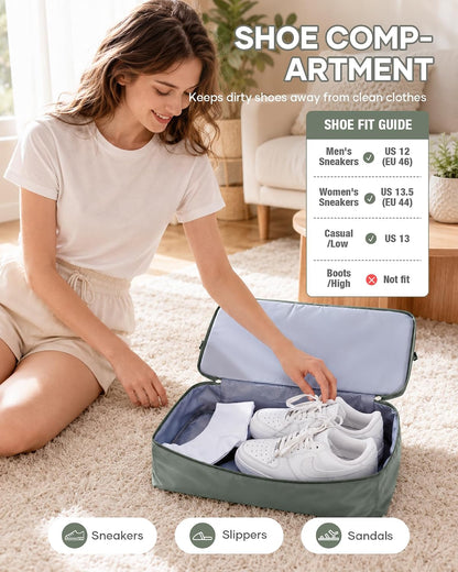 Travel Duffel Bag, 18x14x8 Inches Travel Bag Spirit with Shoes Compartment, Weekender Overnight Bag for Women with Trolley Sleeve, Carry On Bag for Airplanes Sport Tote Gym Bag Black - Colors B