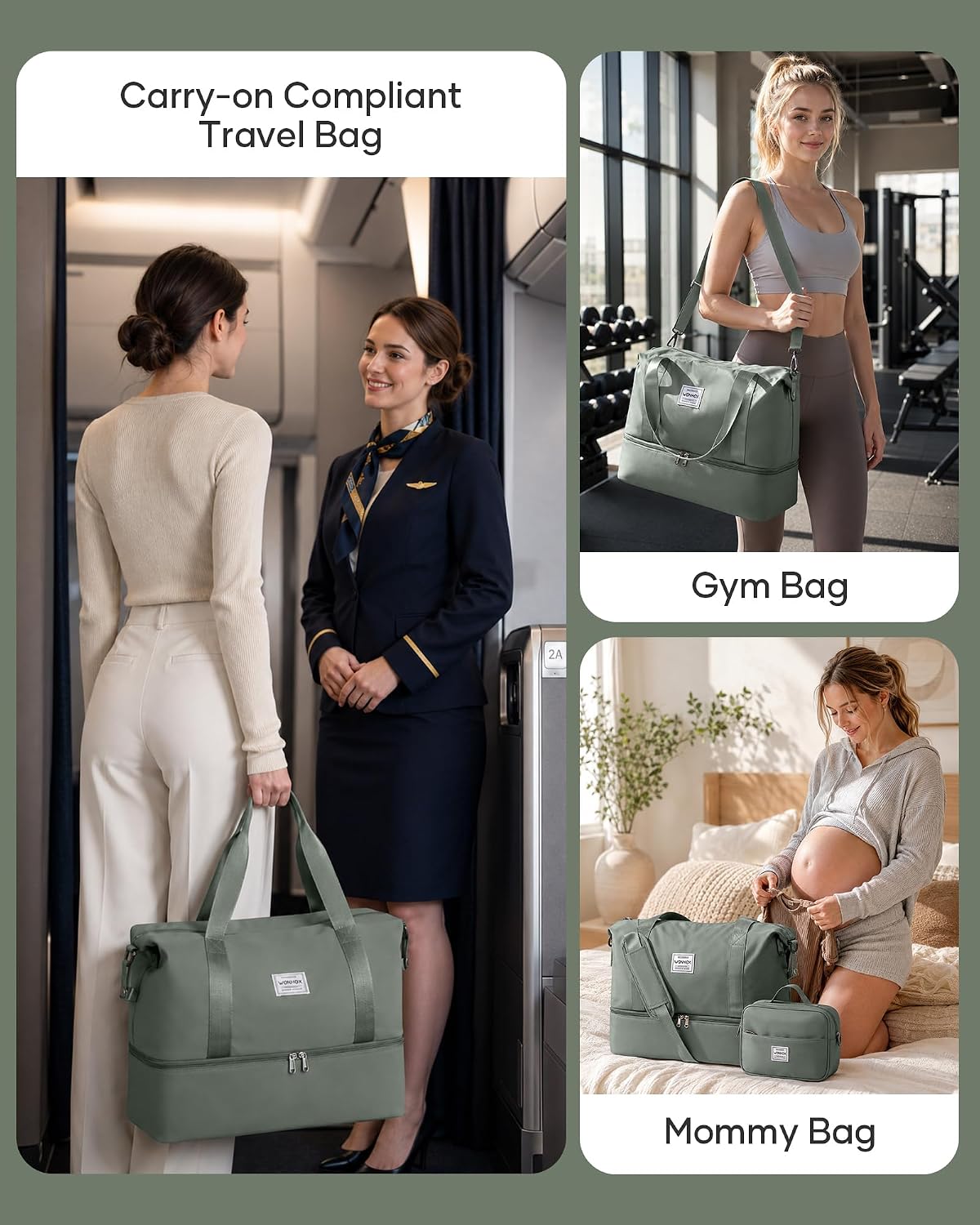 Travel Duffel Bag, 18x14x8 Inches Travel Bag Spirit with Shoes Compartment, Weekender Overnight Bag for Women with Trolley Sleeve, Carry On Bag for Airplanes Sport Tote Gym Bag Black - Colors B