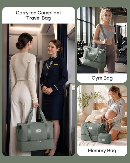 Travel Duffel Bag, 18x14x8 Inches Travel Bag Spirit with Shoes Compartment, Weekender Overnight Bag for Women with Trolley Sleeve, Carry On Bag for Airplanes Sport Tote Gym Bag Black - Colors B