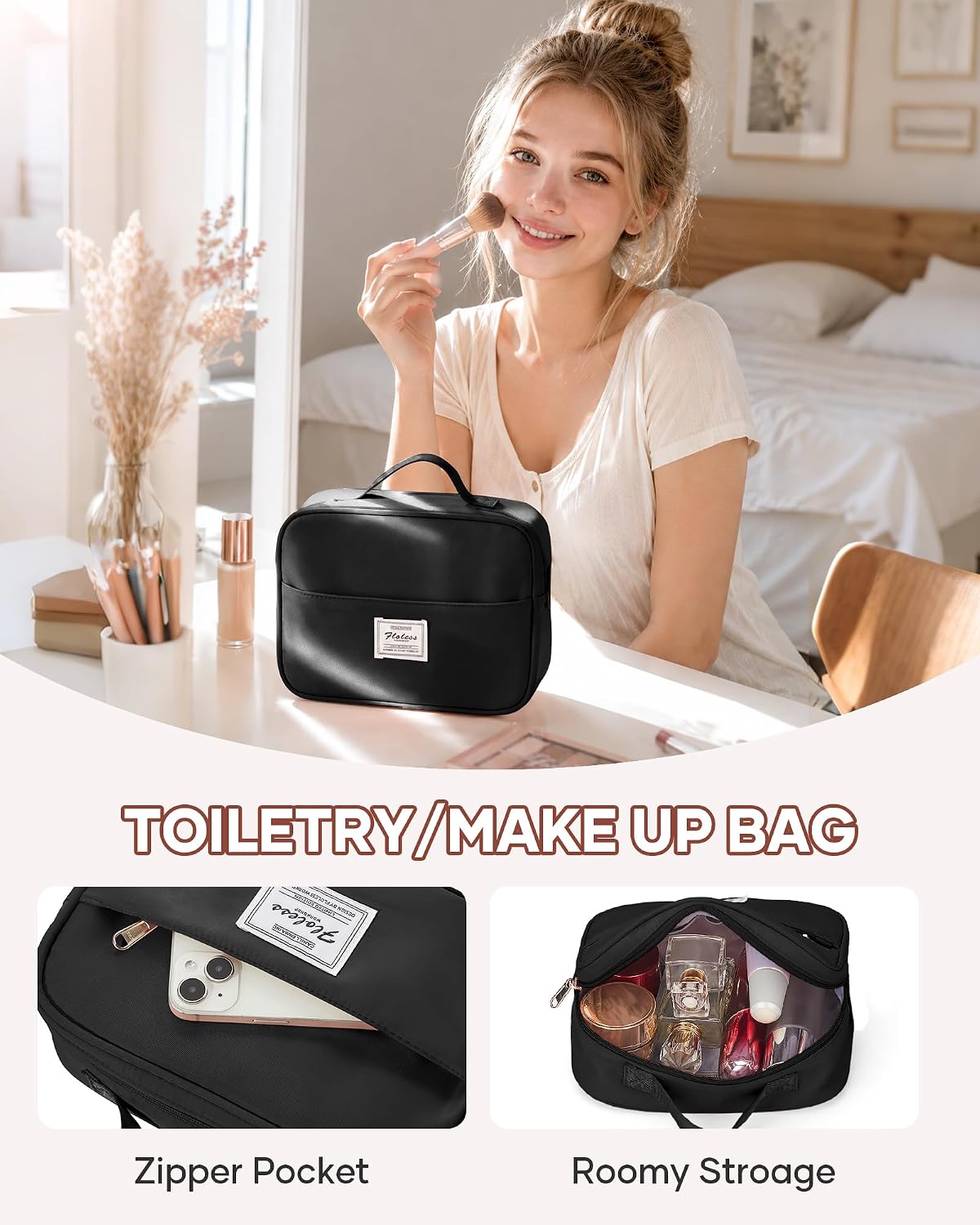 Travel Duffel Bag, 18x14x8 Inches Travel Bag Spirit with Shoes Compartment, Weekender Overnight Bag for Women with Trolley Sleeve, Carry On Bag for Airplanes Sport Tote Gym Bag Black - Colors B