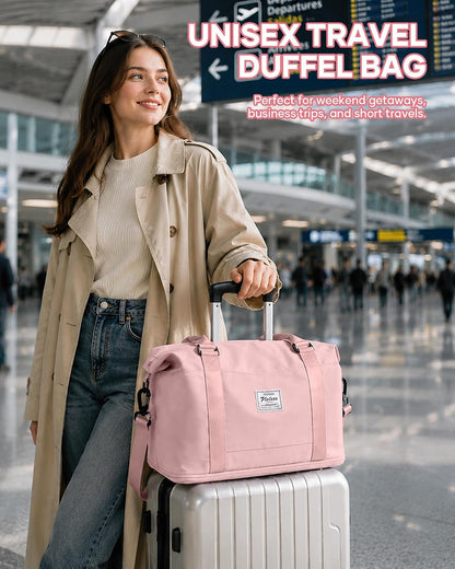 Travel Duffel Bag, 18x14x8 Inches Travel Bag Spirit with Shoes Compartment, Weekender Overnight Bag for Women with Trolley Sleeve, Carry On Bag for Airplanes Sport Tote Gym Bag Black - Colors B