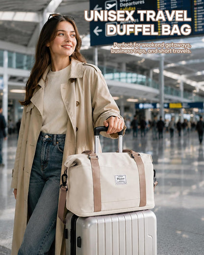 Travel Duffel Bag, 18x14x8 Inches Travel Bag Spirit with Shoes Compartment, Weekender Overnight Bag for Women with Trolley Sleeve, Carry On Bag for Airplanes Sport Tote Gym Bag Black - Colors B