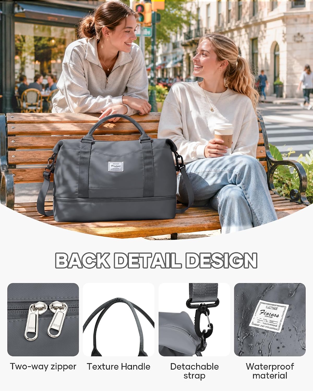 Travel Duffel Bag, 18x14x8 Inches Travel Bag Spirit with Shoes Compartment, Weekender Overnight Bag for Women with Trolley Sleeve, Carry On Bag for Airplanes Sport Tote Gym Bag Black - Colors B