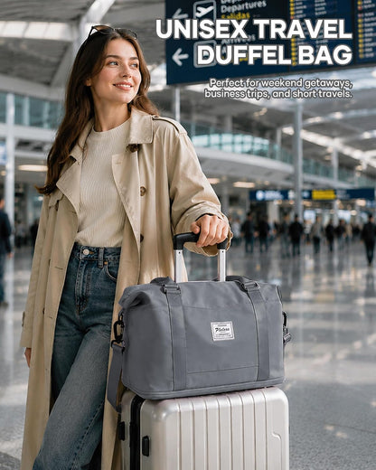 Travel Duffel Bag, 18x14x8 Inches Travel Bag Spirit with Shoes Compartment, Weekender Overnight Bag for Women with Trolley Sleeve, Carry On Bag for Airplanes Sport Tote Gym Bag Black - Colors B