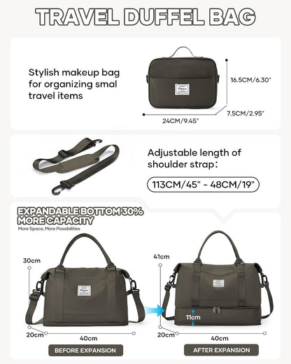 Travel Duffel Bag, 18x14x8 Inches Travel Bag Spirit with Shoes Compartment, Weekender Overnight Bag for Women with Trolley Sleeve, Carry On Bag for Airplanes Sport Tote Gym Bag Black - Colors B