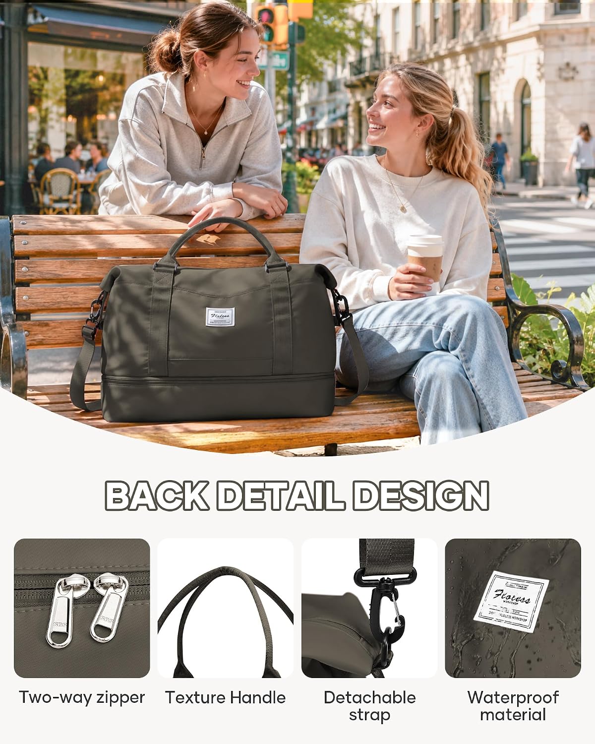 Travel Duffel Bag, 18x14x8 Inches Travel Bag Spirit with Shoes Compartment, Weekender Overnight Bag for Women with Trolley Sleeve, Carry On Bag for Airplanes Sport Tote Gym Bag Black - Colors B