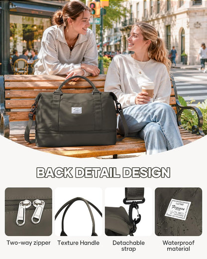 Travel Duffel Bag, 18x14x8 Inches Travel Bag Spirit with Shoes Compartment, Weekender Overnight Bag for Women with Trolley Sleeve, Carry On Bag for Airplanes Sport Tote Gym Bag Black - Colors B