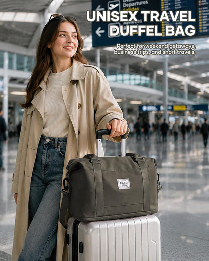 Travel Duffel Bag, 18x14x8 Inches Travel Bag Spirit with Shoes Compartment, Weekender Overnight Bag for Women with Trolley Sleeve, Carry On Bag for Airplanes Sport Tote Gym Bag Black - Colors B
