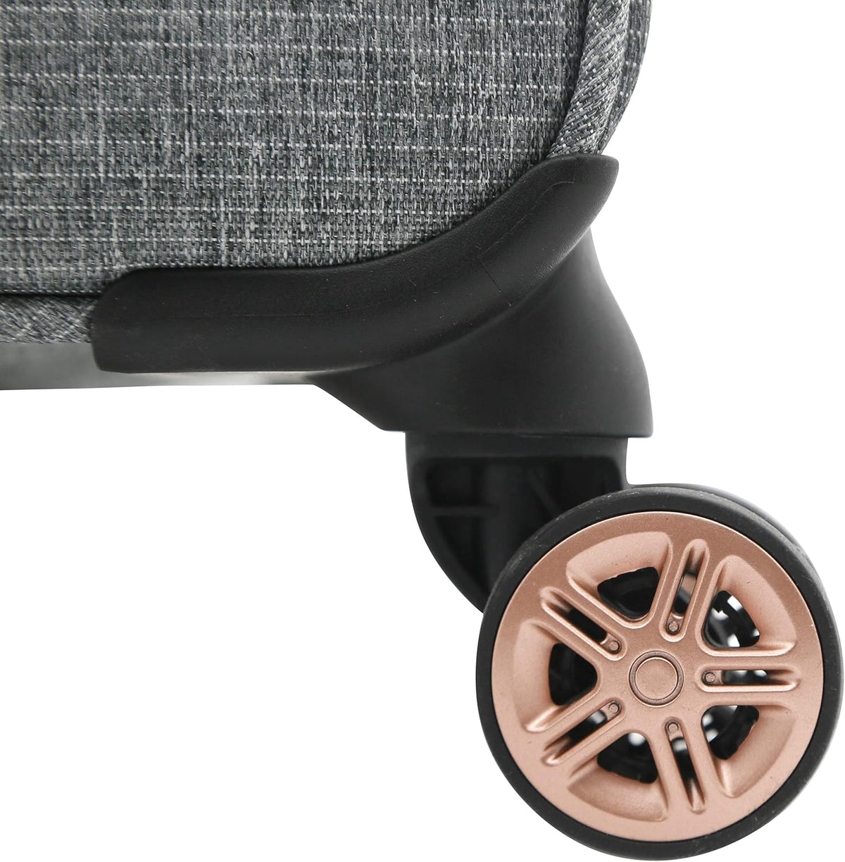 kensie Hudson Softside 3-Piece Spinner Luggage Set, Black with Rose Gold