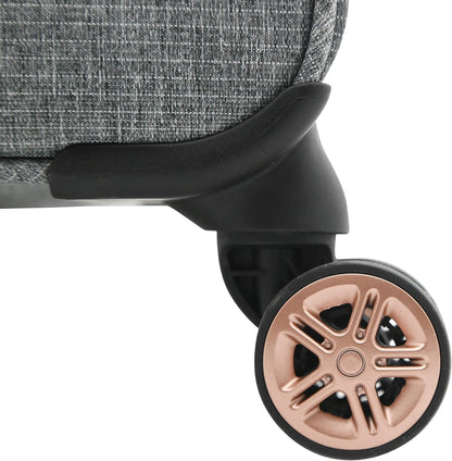 kensie Hudson Softside 3-Piece Spinner Luggage Set, Black with Rose Gold