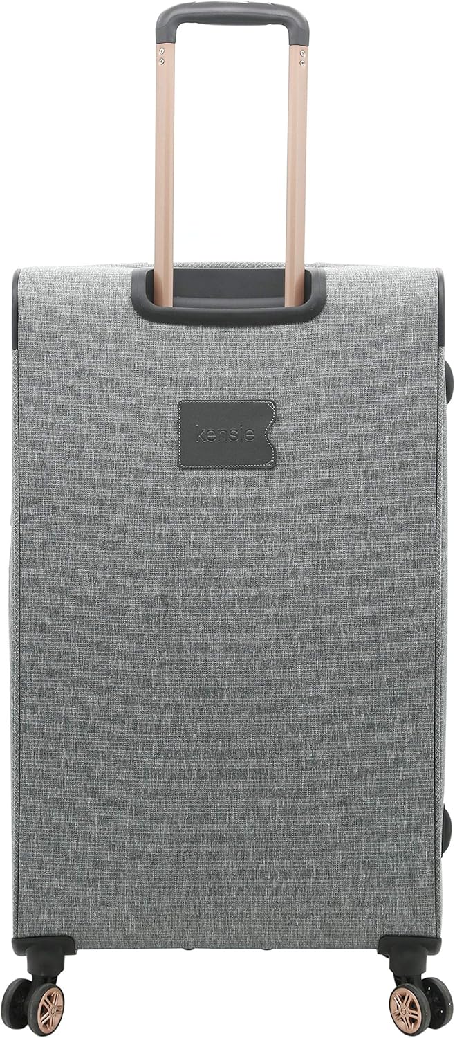 kensie Hudson Softside 3-Piece Spinner Luggage Set, Black with Rose Gold