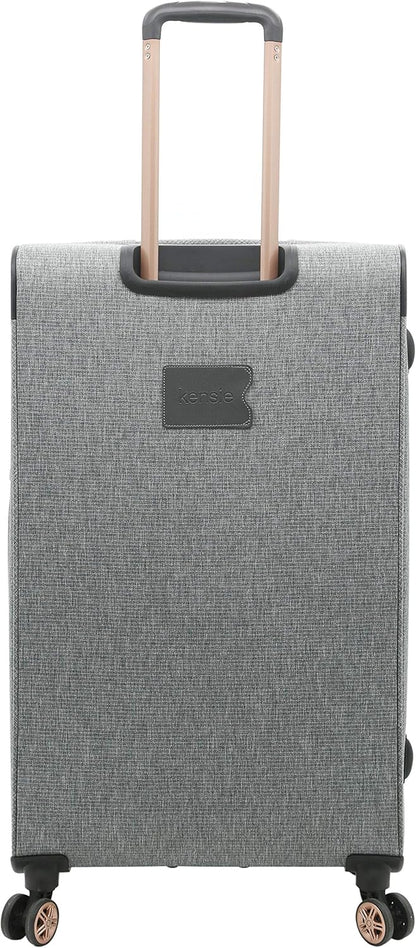 kensie Hudson Softside 3-Piece Spinner Luggage Set, Black with Rose Gold