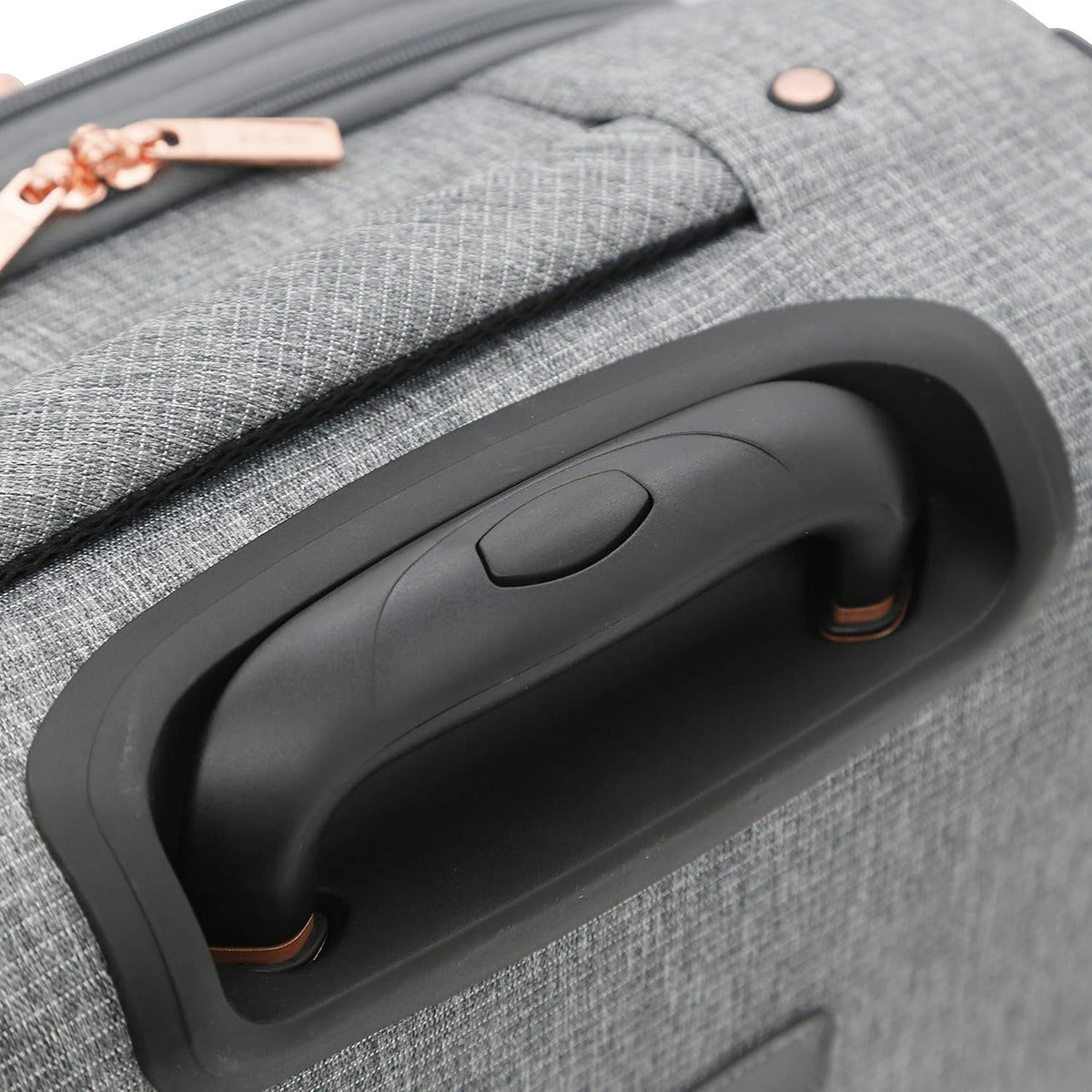 kensie Hudson Softside 3-Piece Spinner Luggage Set, Black with Rose Gold