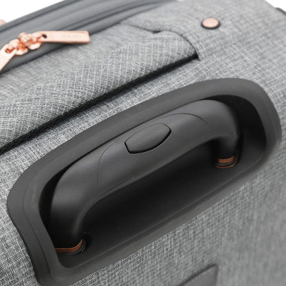 kensie Hudson Softside 3-Piece Spinner Luggage Set, Black with Rose Gold