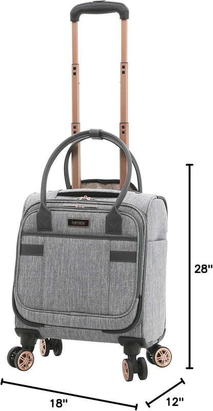 kensie Hudson Softside 3-Piece Spinner Luggage Set, Black with Rose Gold
