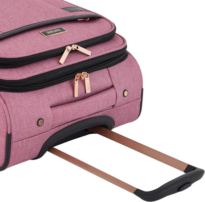 kensie Hudson Softside 3-Piece Spinner Luggage Set, Black with Rose Gold