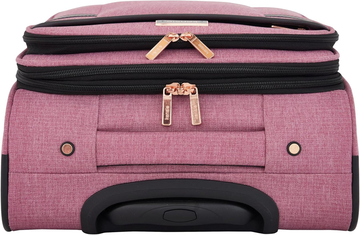 kensie Hudson Softside 3-Piece Spinner Luggage Set, Black with Rose Gold