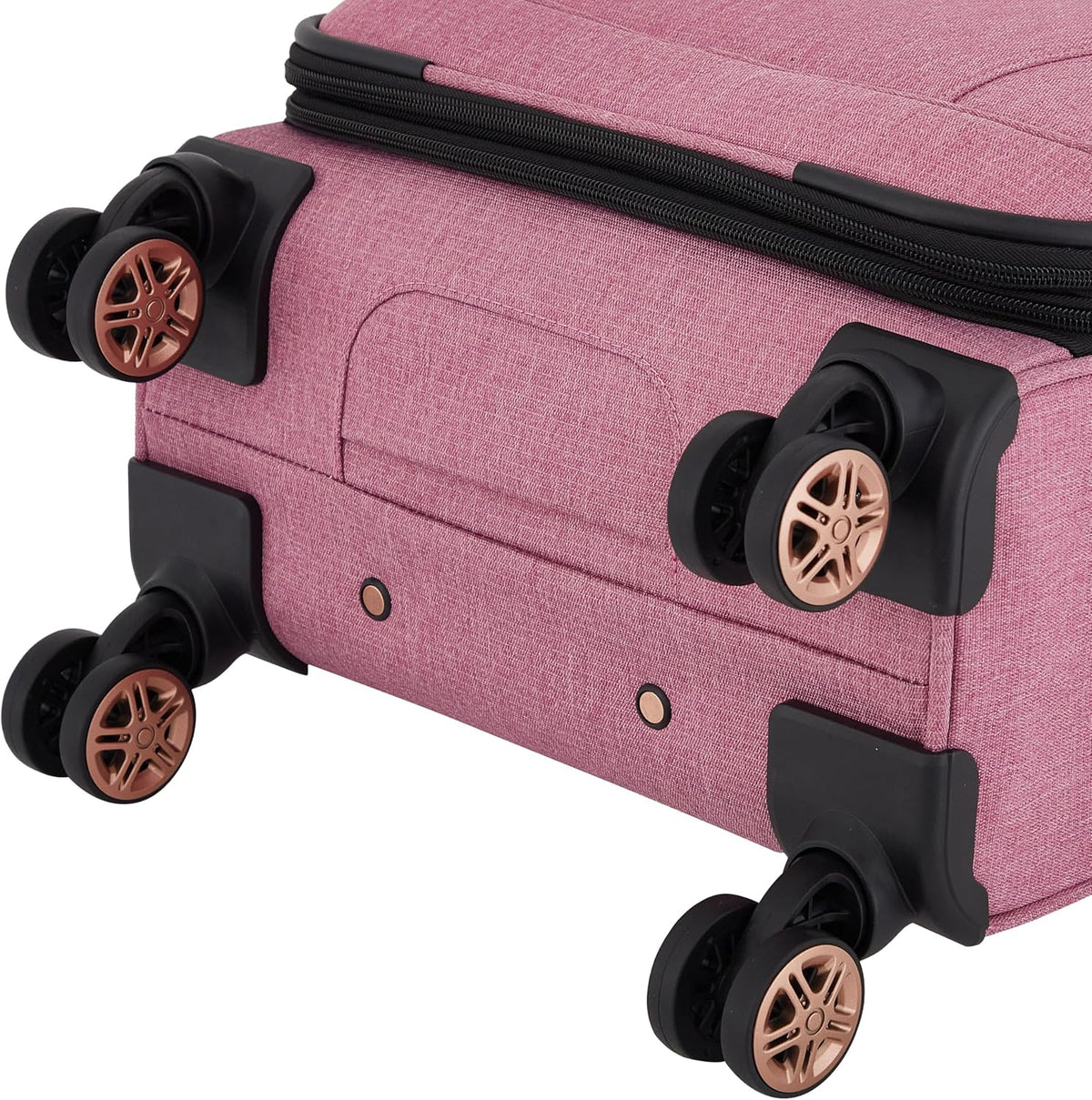 kensie Hudson Softside 3-Piece Spinner Luggage Set, Black with Rose Gold