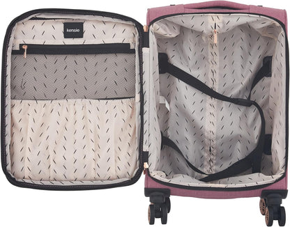 kensie Hudson Softside 3-Piece Spinner Luggage Set, Black with Rose Gold