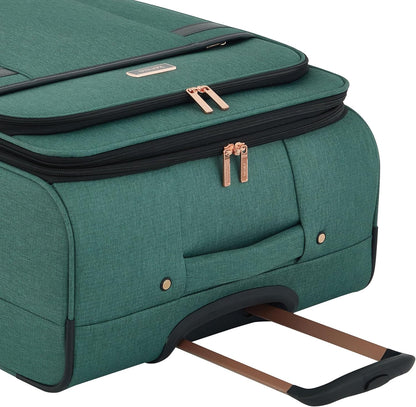 kensie Hudson Softside 3-Piece Spinner Luggage Set, Black with Rose Gold