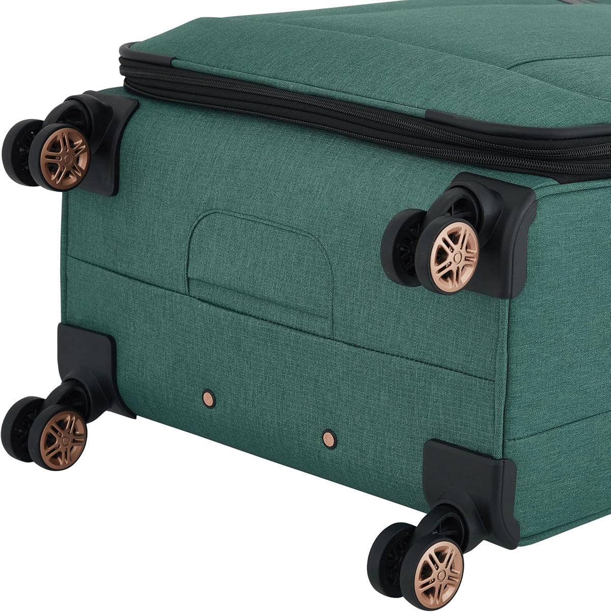 kensie Hudson Softside 3-Piece Spinner Luggage Set, Black with Rose Gold