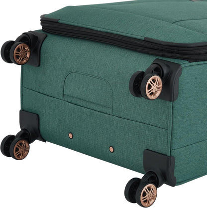 kensie Hudson Softside 3-Piece Spinner Luggage Set, Black with Rose Gold