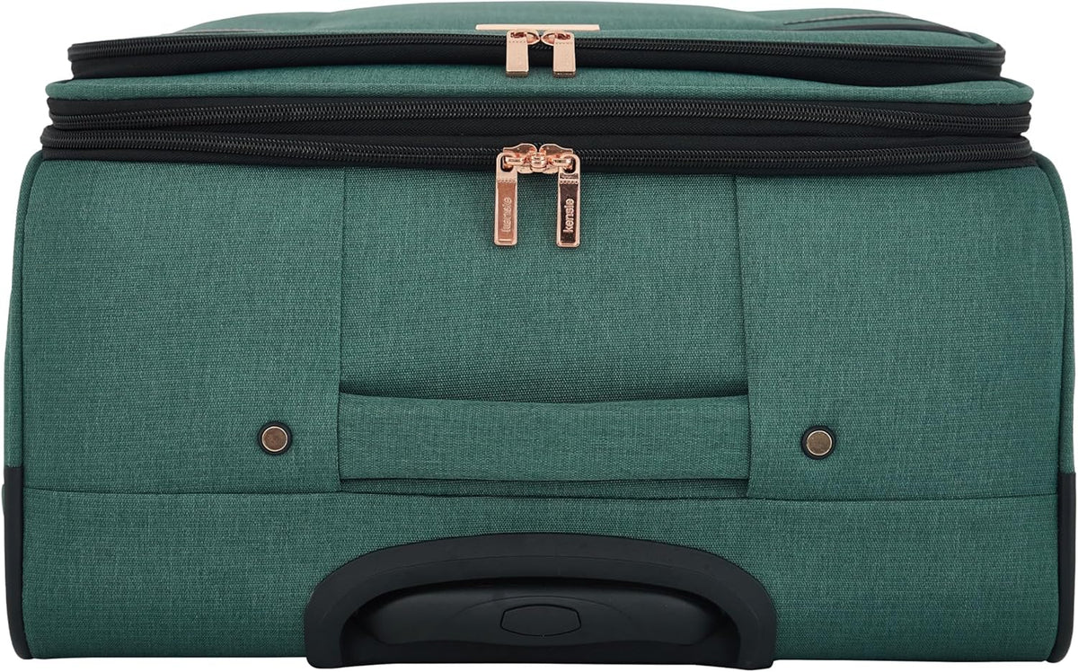 kensie Hudson Softside 3-Piece Spinner Luggage Set, Black with Rose Gold
