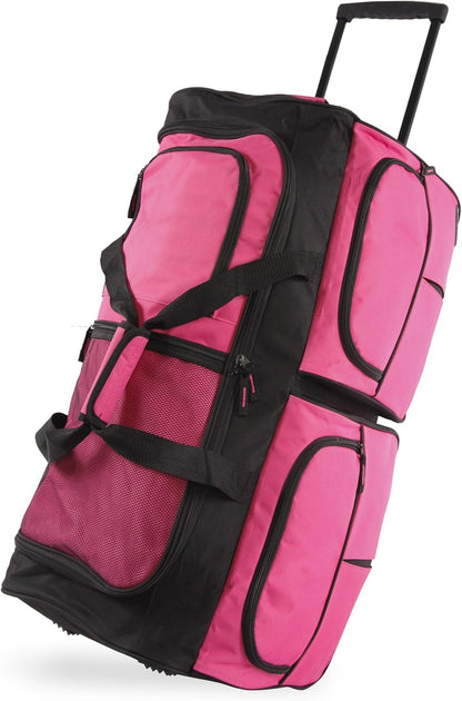 Unisex 30' Large Rolling Duffel Bag, Pink,One Size