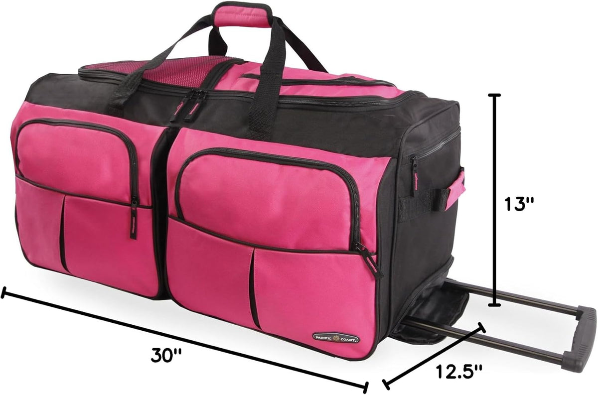 Unisex 30' Large Rolling Duffel Bag, Pink,One Size