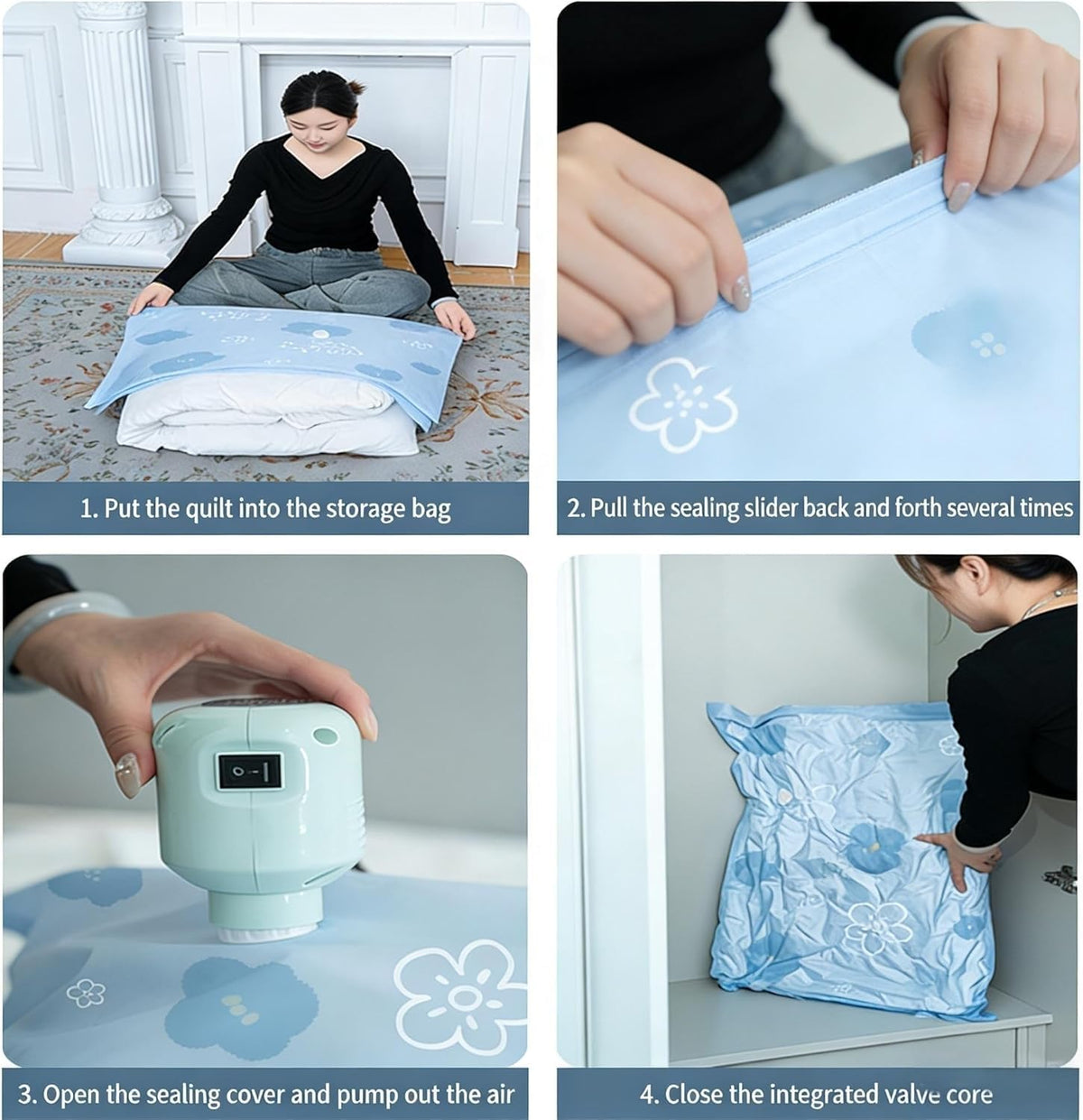 Vacuum Storage Bags for Clothing, 9 Pack Vacuum Seal Bags for Travel, 3 Sizes Compression Packing Bags 80% Space Saver for Suitcase Luggage, Bedding & Seasonal Storage