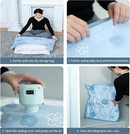 Vacuum Storage Bags for Clothing, 9 Pack Vacuum Seal Bags for Travel, 3 Sizes Compression Packing Bags 80% Space Saver for Suitcase Luggage, Bedding & Seasonal Storage