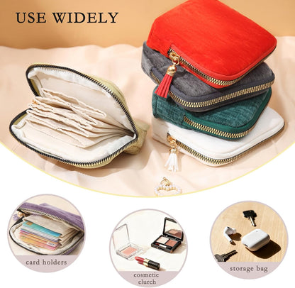 Small Jewelry Travel Case, Portable Travel Jewelry Organizer Soft Velvet Organizer Pouch Mini Travel Jewelry Bag with Zipper for Earring Crystal Bracelet Ring,Anti-Scratch(Blackish Green)
