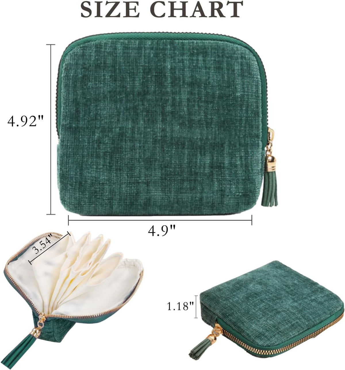 Small Jewelry Travel Case, Portable Travel Jewelry Organizer Soft Velvet Organizer Pouch Mini Travel Jewelry Bag with Zipper for Earring Crystal Bracelet Ring,Anti-Scratch(Blackish Green)