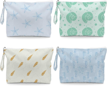 Wet Bag, 4 Pack Waterproof Reusable Storage Pouch, Dry Wet Separation for Travel Gym Beach Pool, Organize Swimsuits Toiletries Daily Items