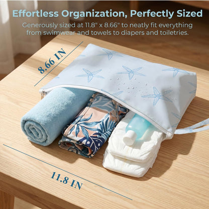 Wet Bag, 4 Pack Waterproof Reusable Storage Pouch, Dry Wet Separation for Travel Gym Beach Pool, Organize Swimsuits Toiletries Daily Items