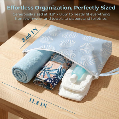 Wet Bag, 4 Pack Waterproof Reusable Storage Pouch, Dry Wet Separation for Travel Gym Beach Pool, Organize Swimsuits Toiletries Daily Items