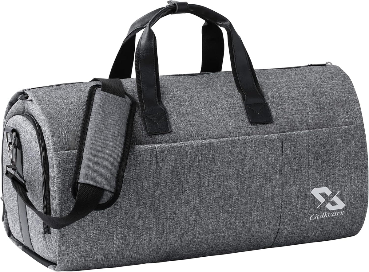 Golkcurx Convertible Garment Bag for travel,Carry on Garment Duffle Bag with Shoe Compartment, Detachable Shoulder Strap - 2 in 1 ， for Men Women