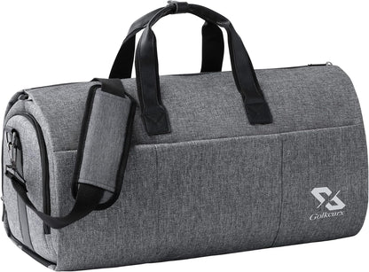 Golkcurx Convertible Garment Bag for travel,Carry on Garment Duffle Bag with Shoe Compartment, Detachable Shoulder Strap - 2 in 1 ， for Men Women
